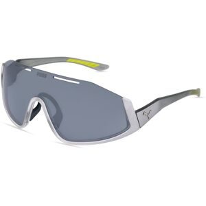 Kering Eyewear Spa Puma PU0358S Unisex-Sonnenbrille Vollrand Monoscheibe Kunststoff-Gestell, Grau
