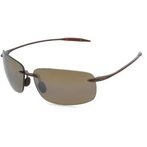 Kering Eyewear Spa Maui Jim H422 Breakwall Unisex-Sonnenbrille Randlos Eckig Kunststoff-Gestell, Braun