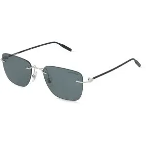 Kering Eyewear Spa Montblanc MB0470S Herren-Sonnenbrille Randlos Eckig Metall-Gestell, Silber