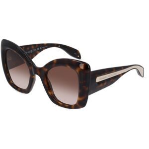 Kering Eyewear Spa Alexander McQueen AM0402S Damen-Sonnenbrille Vollrand Butterfly Kunststoff-Gestell, Havanna