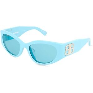 Kering Eyewear Spa Balenciaga BB0324SK Damen-Sonnenbrille Vollrand Oval Acetat-Gestell, Blau