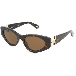 Kering Eyewear Spa Chloé CH0259S Unisex-Sonnenbrille Vollrand Cat Eye Acetat-Gestell, Havanna