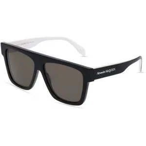Kering Eyewear Spa Alexander McQueen AM0302S Unisex-Sonnenbrille Vollrand Quadratisch Kunststoff-Gestell, Schwarz