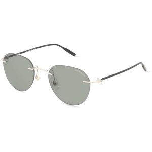 Kering Eyewear Spa Montblanc MB0428S Herren-Sonnenbrille Randlos Rund Metall-Gestell, Silber