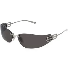 Kering Eyewear Spa Balenciaga BB0484S Damen-Sonnenbrille Randlos Cat Eye Metall-Gestell, Grau