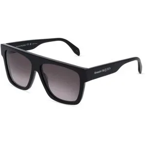 Kering Eyewear Spa Alexander McQueen AM0302S Unisex-Sonnenbrille Vollrand Quadratisch Kunststoff-Gestell, Schwarz