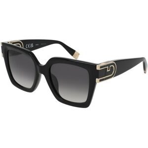 DE RIGO Vision D.A.CH. GmbH Furla SFU878 Damen-Sonnenbrille Vollrand Quadratisch Kunststoff-Gestell, Schwarz