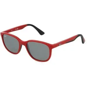 Luxottica Fashion Brillen Vertriebs GmbH Ray-Ban Junior RJ9078S Kinder-Sonnenbrille Vollrand Quadratisch Acetat-Gestell, Rot