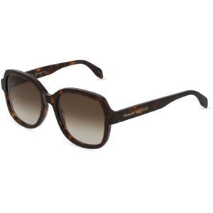 Kering Eyewear Spa Alexander McQueen AM0300S Damen-Sonnenbrille Vollrand Quadratisch Kunststoff-Gestell, Havanna