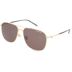 Kering Eyewear Spa Montblanc MB0417SA Herren-Sonnenbrille Vollrand Pilot Titan-Gestell, Gold