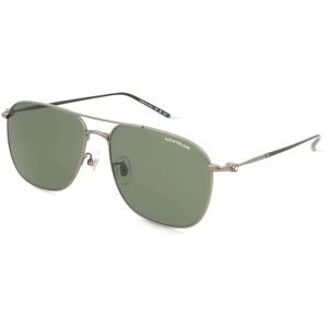 Kering Eyewear Spa Montblanc MB0417SA Herren-Sonnenbrille Vollrand Pilot Titan-Gestell, Grau