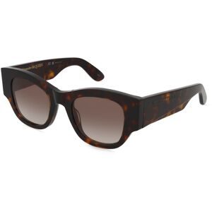 Kering Eyewear Spa Alexander McQueen AM0420S Unisex-Sonnenbrille Vollrand Quadratisch Acetat-Gestell, Havanna