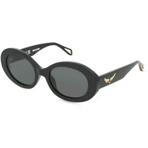 DE RIGO Vision D.A.CH. GmbH Zadig & Voltaire SZV460 Damen-Sonnenbrille Vollrand Rund Kunststoff-Gestell, Schwarz