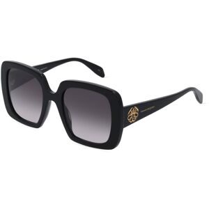 Kering Eyewear Spa Alexander McQueen AM0378S Damen-Sonnenbrille Vollrand Quadratisch Kunststoff-Gestell, Schwarz