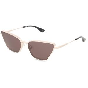 Kering Eyewear Spa Alexander McQueen AM0501S Damen-Sonnenbrille Vollrand Cat Eye Metall-Gestell, Silber