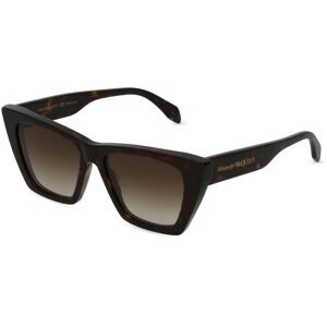 Kering Eyewear Spa Alexander McQueen AM0299S Unisex-Sonnenbrille Vollrand Butterfly Kunststoff-Gestell, Havanna