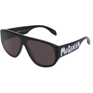 Kering Eyewear Spa Alexander McQueen AM0386S Herren-Sonnenbrille Vollrand Monoscheibe Kunststoff-Gestell, Schwarz