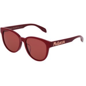 Kering Eyewear Spa Alexander McQueen AM0387SK Damen-Sonnenbrille Vollrand Panto Kunststoff-Gestell, Rot