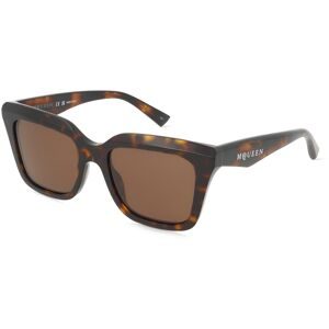 Kering Eyewear Spa Alexander McQueen AM0473S Damen-Sonnenbrille Vollrand Eckig Acetat-Gestell, Havanna