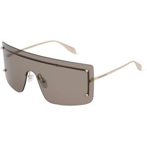 Kering Eyewear Spa Alexander McQueen AM0412S Unisex-Sonnenbrille Vollrand Monoscheibe Kunststoff-Gestell, Gold