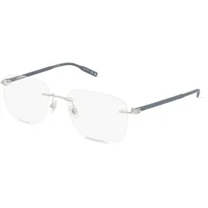Kering Eyewear Spa Montblanc MB0222O Unisex-Brille inkl. Gläser Randlos Eckig Metall-Gestell 58/20/150, Silber