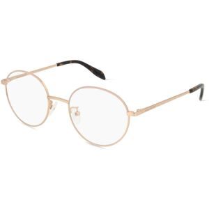 Kering Eyewear Spa Alexander McQueen AM0369O Unisex-Brille inkl. Gläser Vollrand Rund Metall-Gestell 53/20/145, Braun