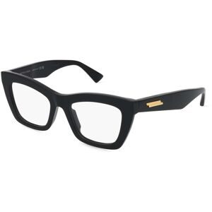 Kering Eyewear Spa Bottega Veneta BV1215O Unisex-Brille inkl. Gläser Vollrand Cat Eye Acetat-Gestell 50/19/145, Schwarz