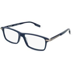Kering Eyewear Spa Montblanc MB0217O Unisex-Brille inkl. Gläser Vollrand Quadratisch Kunststoff-Gestell 55/15/145, Blau