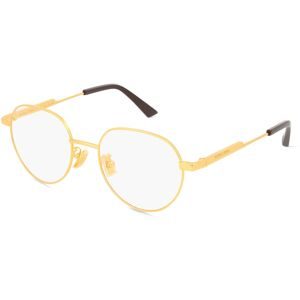 Kering Eyewear Spa Bottega Veneta BV1239O Unisex-Brille inkl. Gläser Vollrand Rund Metall-Gestell 51/19/145, Gold