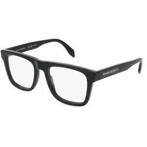 Kering Eyewear Spa Alexander McQueen AM0357O Unisex-Brille inkl. Gläser Vollrand Quadratisch Kunststoff-Gestell 52/19/145, Schwarz