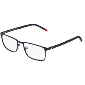 Safilo GmbH Tommy Hilfiger TH1918 Herren-Brille inkl. Gläser Vollrand Quadratisch Metall-Gestell 56/18/145, Blau
