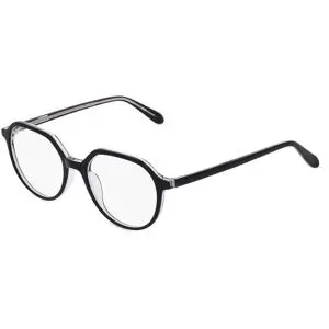 C&S CO. LTD. Fielmann ABC 074 FA ALEX Unisex-Brille inkl. Gläser Vollrand Panto Acetat-Gestell 53/19/145, Schwarz