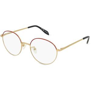 Kering Eyewear Spa Alexander McQueen AM0369O Unisex-Brille inkl. Gläser Vollrand Rund Metall-Gestell 53/20/145, Rot