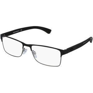 Luxottica Fashion Brillen Vertriebs GmbH Emporio Armani EA1052 Herren-Brille inkl. Gläser Vollrand Quadratisch Metall-Gestell 55/17/140, Schwarz