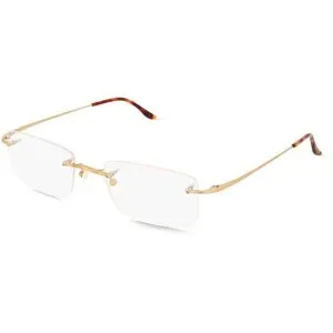 Suncute Industries Co., Ltd. Fielmann MC 652 CL TIM Herren-Brille inkl. Gläser Randlos Quadratisch Titan-Gestell 54/21/145, Gold