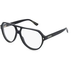 Safilo GmbH Dsquared2 D2 0204 Herren-Brille inkl. Gläser Vollrand Pilot Acetat-Gestell 58/13/145, Schwarz