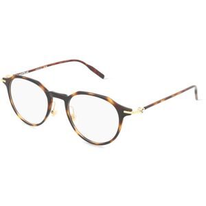 Kering Eyewear Spa Montblanc MB0355O Herren-Brille inkl. Gläser Vollrand Panto Kunststoff-Gestell 49/20/145, Havanna