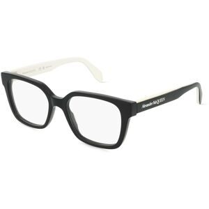 Kering Eyewear Spa Alexander McQueen AM0358O Unisex-Brille inkl. Gläser Vollrand Quadratisch Kunststoff-Gestell 52/18/145, Schwarz