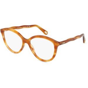 Kering Eyewear Spa Chloé CH0089O Unisex-Brille inkl. Gläser Vollrand Cat Eye Acetat-Gestell 54/16/145, Havanna