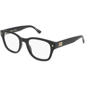 Safilo GmbH Dsquared2  D2 0065 Herren-Brille inkl. Gläser Vollrand Quadratisch Acetat-Gestell 51/21/145, Schwarz