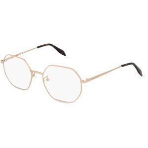 Kering Eyewear Spa Alexander McQueen AM0338O Unisex-Brille inkl. Gläser Vollrand Geometrisch Edelstahl-Gestell 54/19/145, Braun