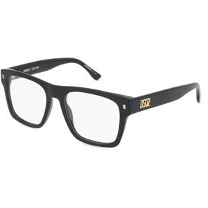 Safilo GmbH Dsquared2  D2 0037 Herren-Brille inkl. Gläser Vollrand Quadratisch Acetat-Gestell 53/18/145, Schwarz