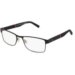 Safilo SpA Tommy Hilfiger Eyewear TH 2041 Herren-Brille inkl. Gläser Vollrand Quadratisch Edelstahl-Gestell 54/18/145, Schwarz