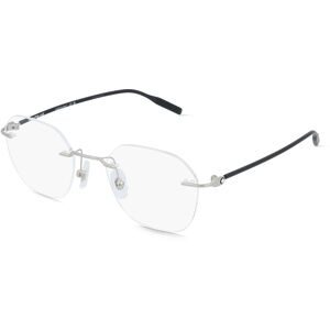 Kering Eyewear Spa Montblanc MB0471O Herren-Brille inkl. Gläser Randlos Rund Metall-Gestell 50/21/145, Silber