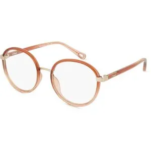 Kering Eyewear Spa Chloé CH0033O Unisex-Brille inkl. Gläser Vollrand Rund Kunststoff-Gestell 51/18/140, Schwarz