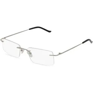 C&S CO. LTD. Fielmann ABC 057 CL Herren-Brille inkl. Gläser Randlos Quadratisch Titan-Gestell 53/19/140, Silber
