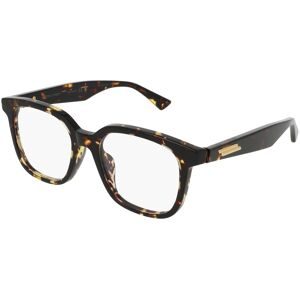 Kering Eyewear Spa Bottega Veneta BV1334OA Unisex-Brille inkl. Gläser Vollrand Quadratisch Acetat-Gestell 52/18/145, Havanna