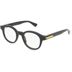 Kering Eyewear Spa Bottega Veneta BV1413O Herren-Brille inkl. Gläser Vollrand Rund Acetat-Gestell 46/22/145, Schwarz