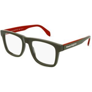Kering Eyewear Spa Alexander McQueen AM0357O Unisex-Brille inkl. Gläser Vollrand Quadratisch Kunststoff-Gestell 52/19/145, Grün