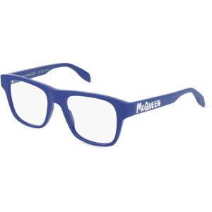 Kering Eyewear Spa Alexander McQueen AM0389O Unisex-Brille inkl. Gläser Vollrand Quadratisch Kunststoff-Gestell 52/19/145, Blau